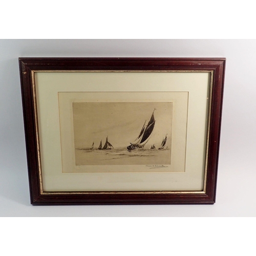 1174 - Charles H Clark - maritime etching signed in pencil, 15 x 22cm