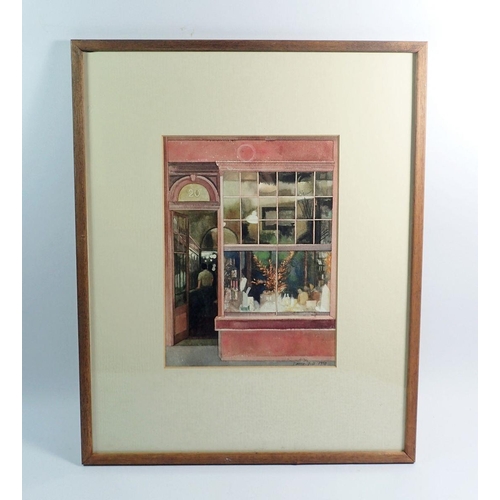 1175 - Damon Bell - watercolour Piccadilly shop front 1990, 26.5 x 20cm