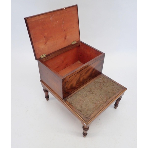 1180 - A Victorian mahogany library step stool with rise top and turned supports