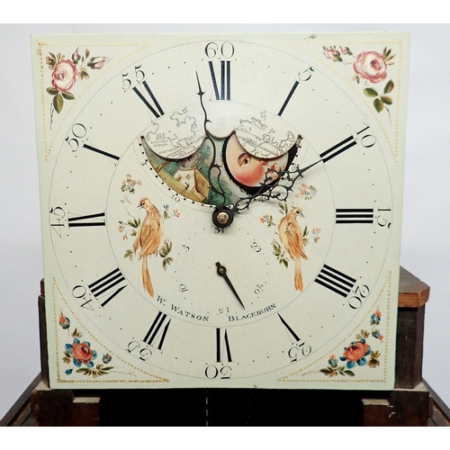 1186 - An 18th century longcase clock with thirty hour movement and moon phase, by Watson of Blackburn, mar... 