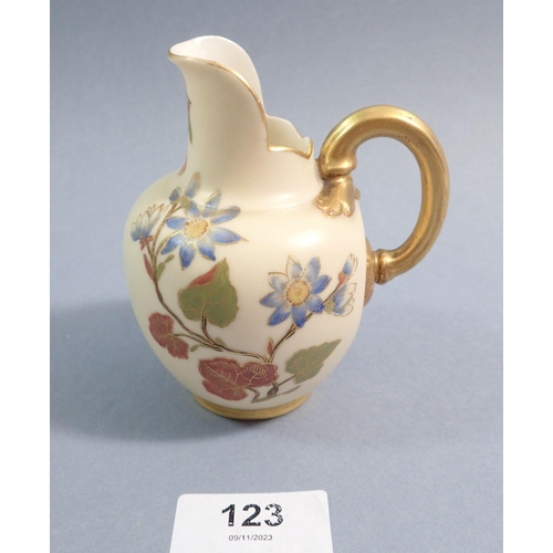 123 - A Royal Worcester ivory blush jug painted sprays of flowers, No 1094, 10cm