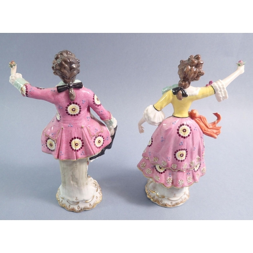 133 - A pair of Sampson of Paris Chelsea style figures of a lady and gentleman, 19.5cm tall