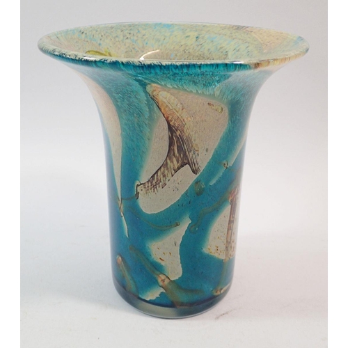 180 - A Medina turquoise ground glass vase, 16cm