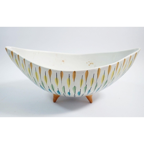 21 - A 1950's retro Italian designed oval bowl on stick feet, 33cm across, tiny chip to glaze paint on ri... 
