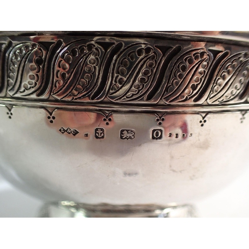 246 - An Arts & Crafts silver rose bowl, Birmingham 1913 by Liberty & Co, 486g, 19cm diameter