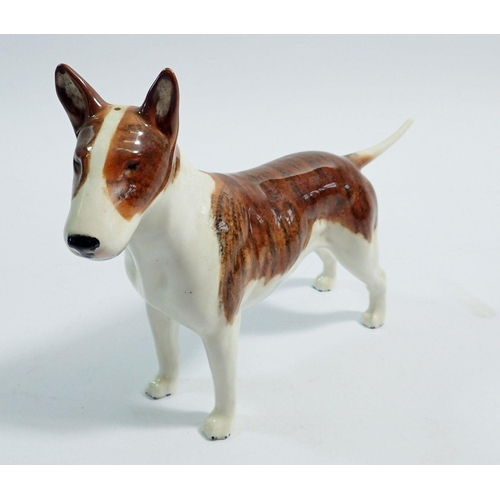 27 - A Beswick English Bull Terrier in brown and white marked Romany Rhinestone, 14cm tall
