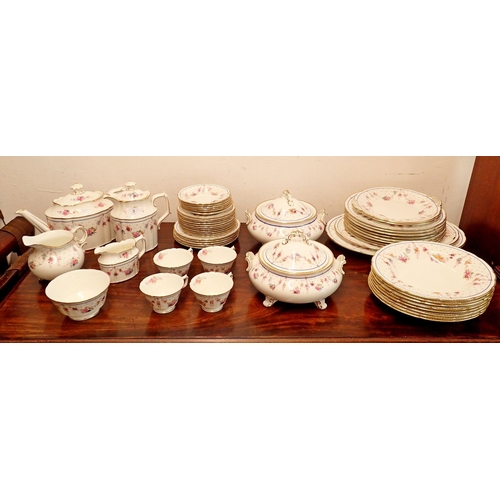 3 - A Royal Crown Derby Melrose dinner service comprising eight dinner plates, eight soup bowls, meat pl... 