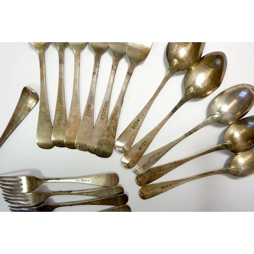 303 - A group of Scottish silver by Marshall & Sons including six dinner forks, Edinburgh 1842, five desse... 