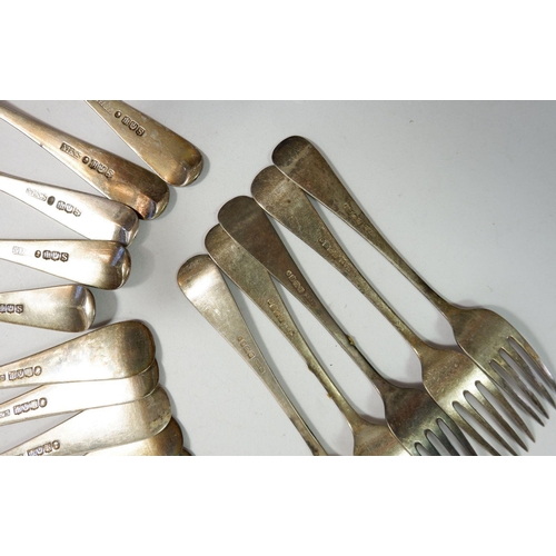 303 - A group of Scottish silver by Marshall & Sons including six dinner forks, Edinburgh 1842, five desse... 