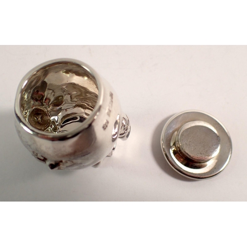 340 - A silver Thistle & Bee Humpy Dumpty trinket box, 6cm tall, 96g