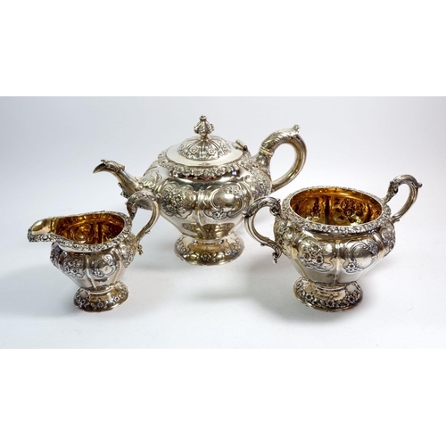 359 - A George III rococo teapot (817g) with all over floral embossed decoration, London 1791 by Robert He... 