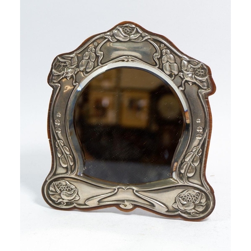 360 - An Art Nouveau silver easel mirror embossed stylised foliage, Chester 1905, 15.5 x 14.5cm