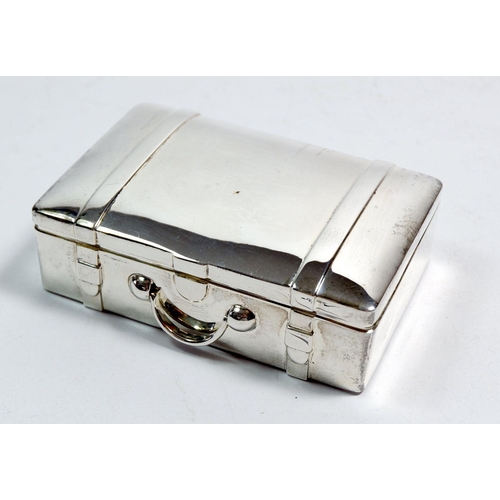 361 - A silver Thistle & Bee large novelty suitcase form trinket box, 11.5cm wide, 261.5g