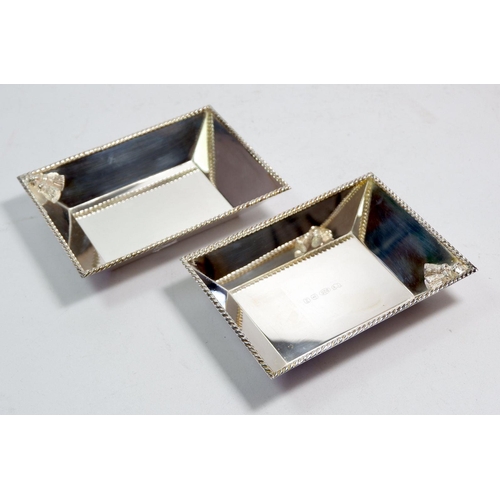 365 - A pair of silver Thistle & Bee Tassel trinket trays, 14 x 9.5 x 3cm, 321.6g