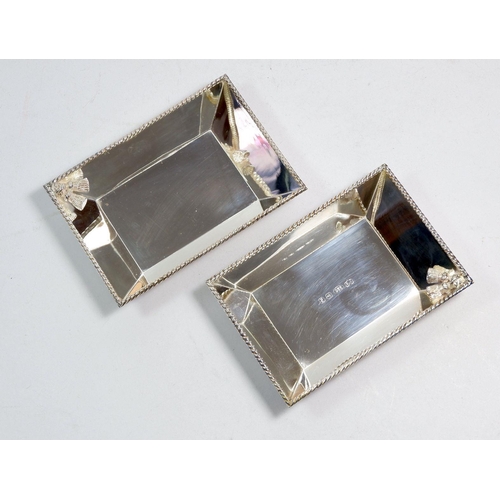 365 - A pair of silver Thistle & Bee Tassel trinket trays, 14 x 9.5 x 3cm, 321.6g