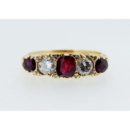 388 - An 18 carat gold ruby and diamond ring, size P to Q, 4.7g