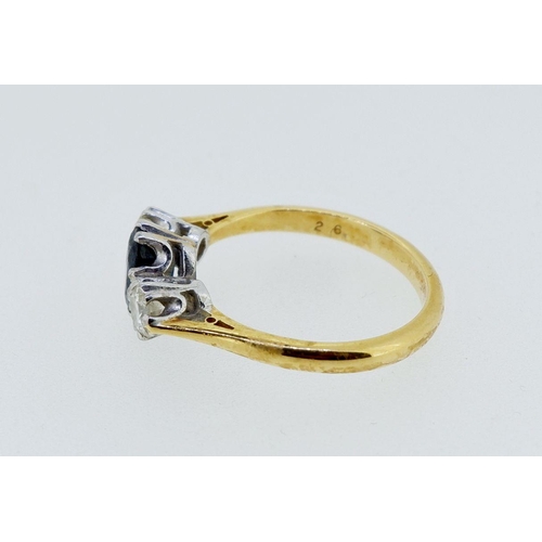 404 - An 18 carat gold sapphire and diamond ring, size O, 4.1g