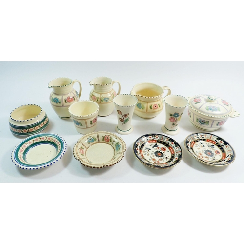 42 - A collection of Honiton pottery and two Mason's pin dishes
