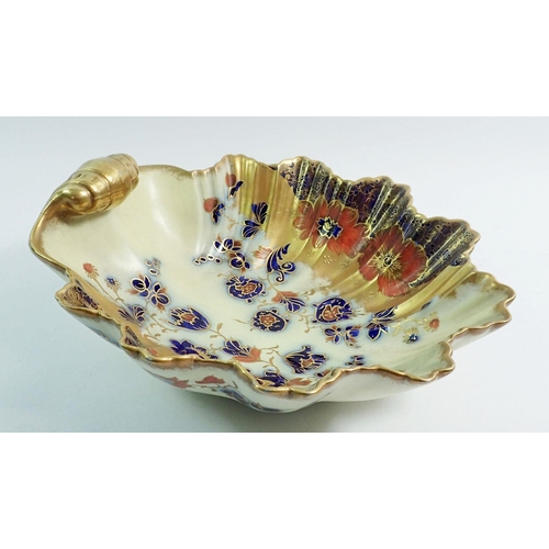 43 - A Carlton Ware shell form dish with floral and gilt decoration, 25 x 23cm