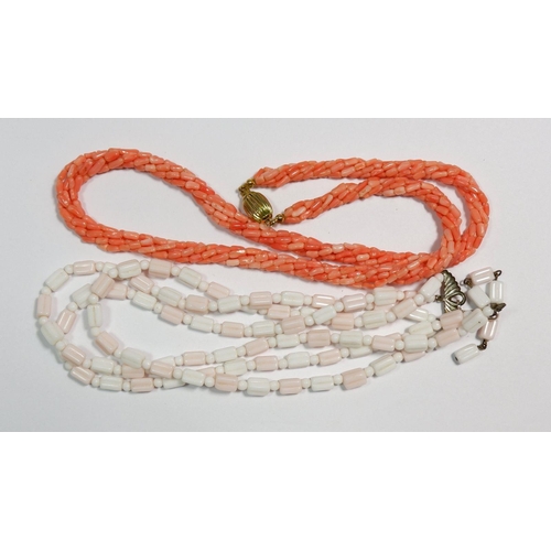 576 - A coral necklace and porcelain necklace