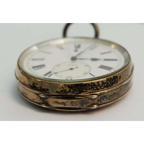 596 - A rare silver chronometer pocket watch by Ulysse Nardin, Locle, the white enamel dial with Roman num... 