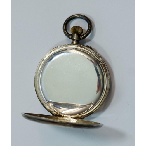 596 - A rare silver chronometer pocket watch by Ulysse Nardin, Locle, the white enamel dial with Roman num... 