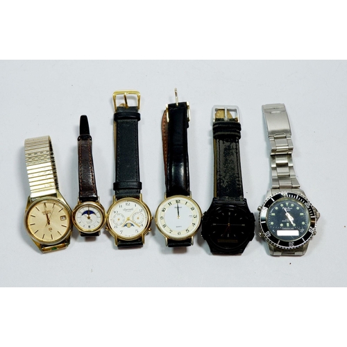 630 - Six vairous quartz watches including Seiko and Pulsar