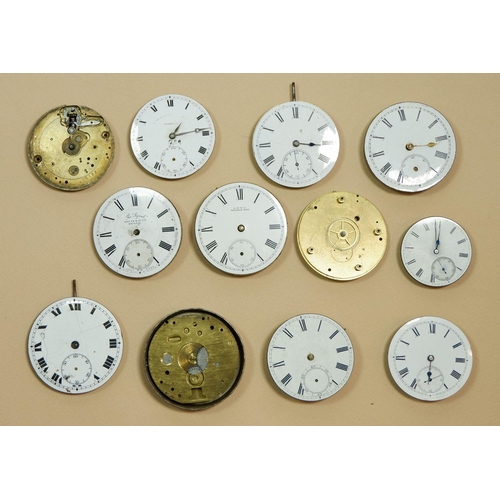 631 - Twelve  various pocket watch movements including one Waltham