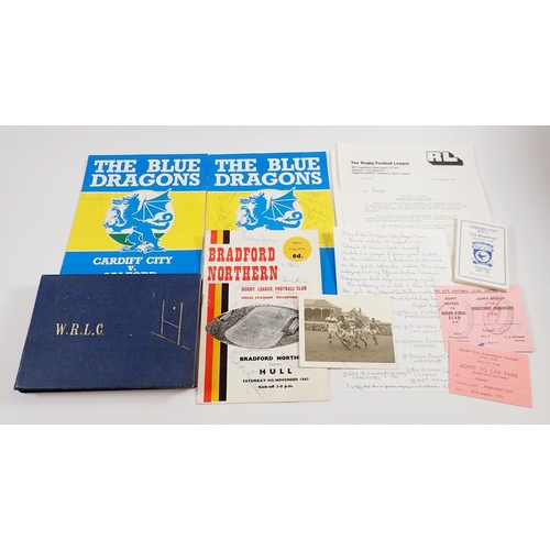 648 - A group of Rugby League ephemera relating to Berwyn Jones including signed programmes, tickets etc.