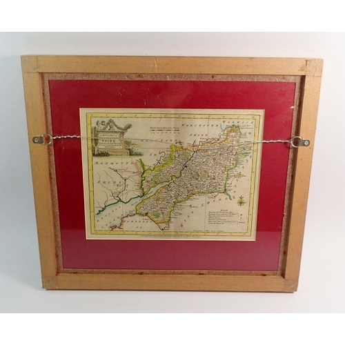 719 - A double sided framed map, Gloucestershire and Hampshire, 20 x 26cm