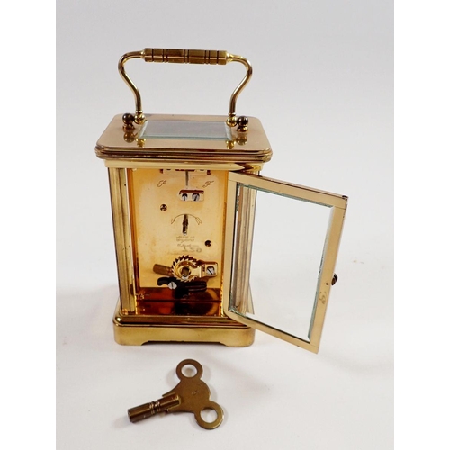 729 - A Garrard & Co gilt brass carriage clock, 12cm