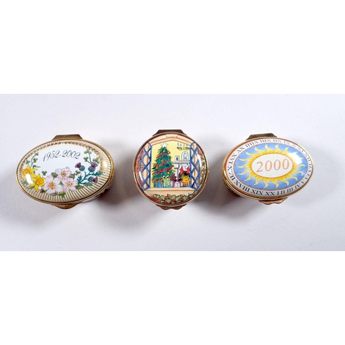 760 - A Staffordshire Enamels Halcyon Days QEII Accession 50th Anniversary box and two Marshall Enamels bo... 