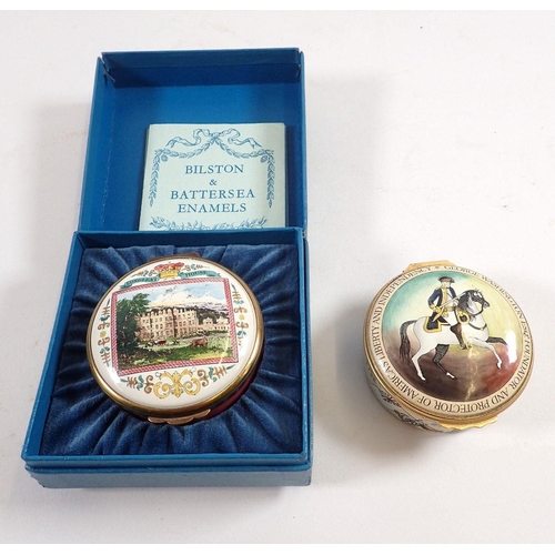 762 - A Longleat Halcyon Days commemorative enamel box - boxed and a George Washington box