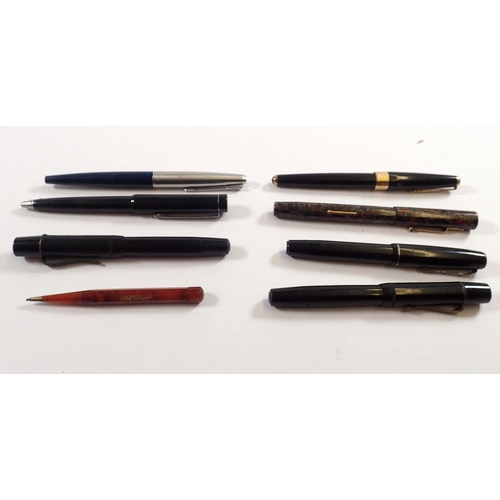 784 - A large collection of various vintage fountain pens, biros and pencils including Parker 45, seventee... 