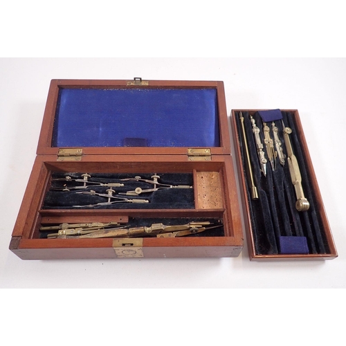 787 - A Houghton Butcher mahogany box containing various drawing instruments