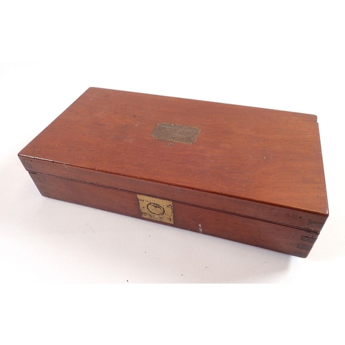 787 - A Houghton Butcher mahogany box containing various drawing instruments