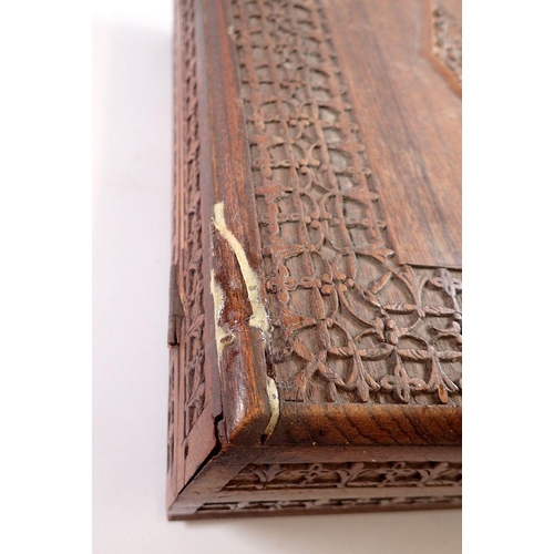 789 - A Balinese hardwood jewellery box with inner tray, 31 x 23cm a/f