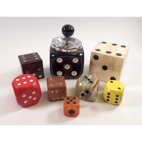 790 - A quantity of dice and dice related items