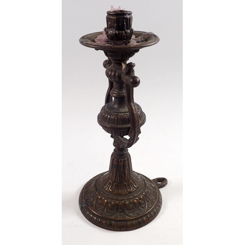 795 - A cast brass ships candlestick, 26cm tall