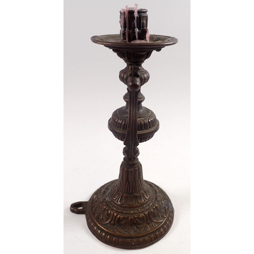 795 - A cast brass ships candlestick, 26cm tall