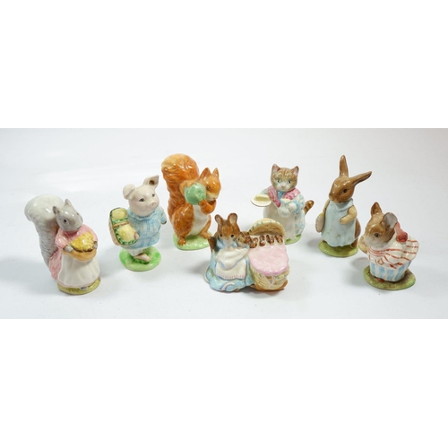 79A - A group of seven Beswick Beatrix Potter figures of Mrs Tittlemouse, Mrs Flopsy Bunny, Hunca Munca, R... 