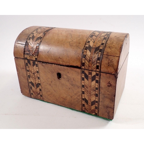 833 - A Victorian dome top tea caddy and a collection of card boxes