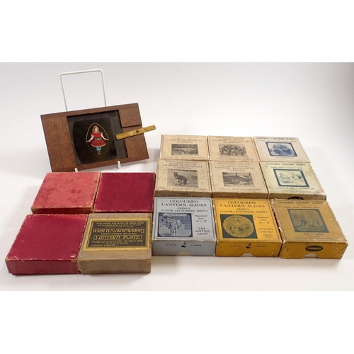 835 - A quantity of magic lantern slides including children's colour slides, military, Holyland etc.