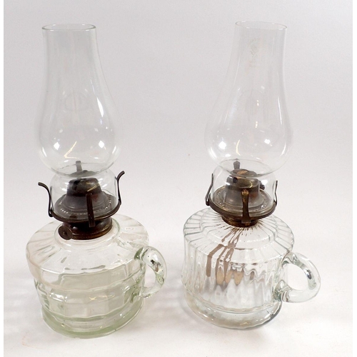 836 - Two Victorian clear glass finger lamps