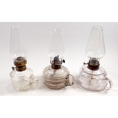 838 - Three Victorian clear glass finger lamps