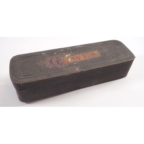 848 - A Victorian cardboard 'Gloves' box, 27cm long