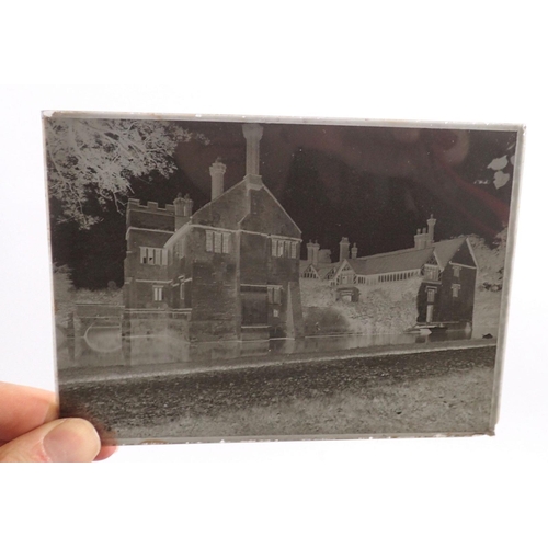 850 - A set of glass early photographic plates of country house interior