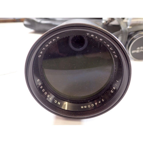 852 - An Asahi Pentax SLR camera with Super-Tarkumar lens plus two further lenses