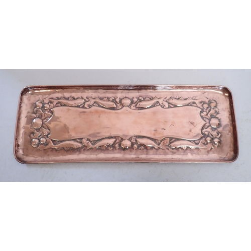 868 - A Newlyn copper tray embossed fish - worn, 58 x 21cm