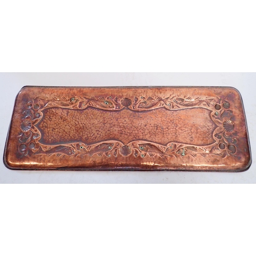 868 - A Newlyn copper tray embossed fish - worn, 58 x 21cm